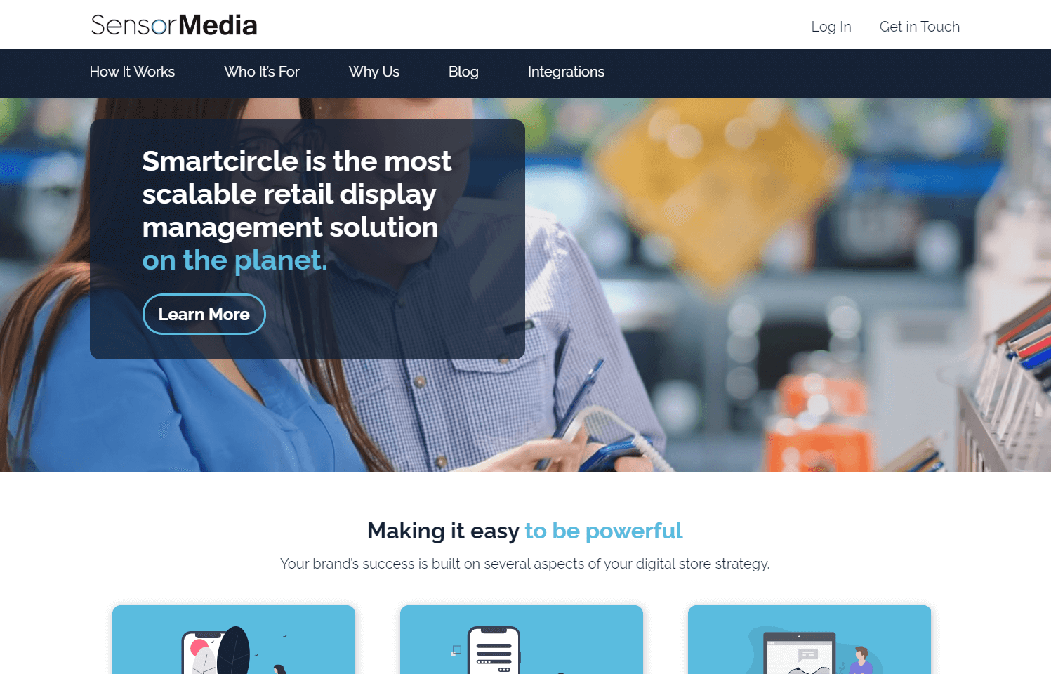 Screenshot of SensorMedia website home page