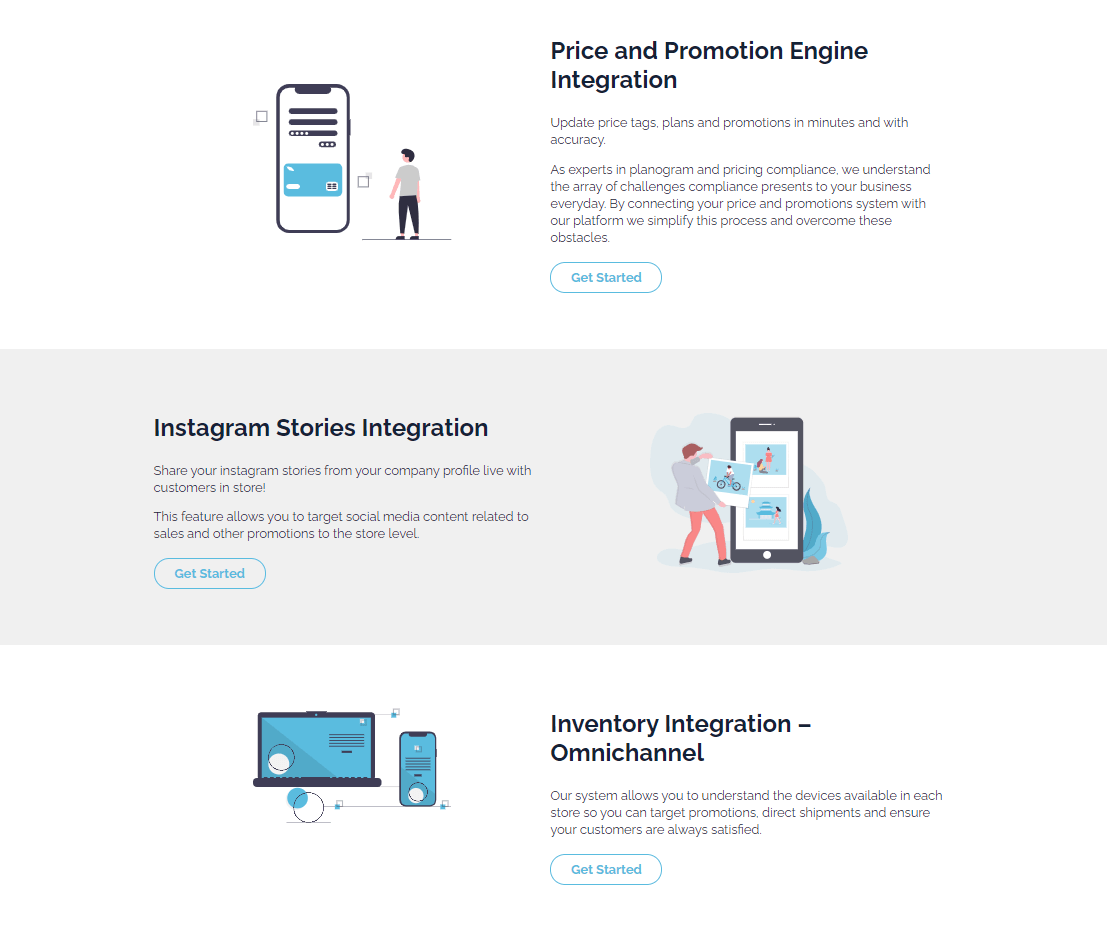 Screenshot of SensorMedia website integrations page