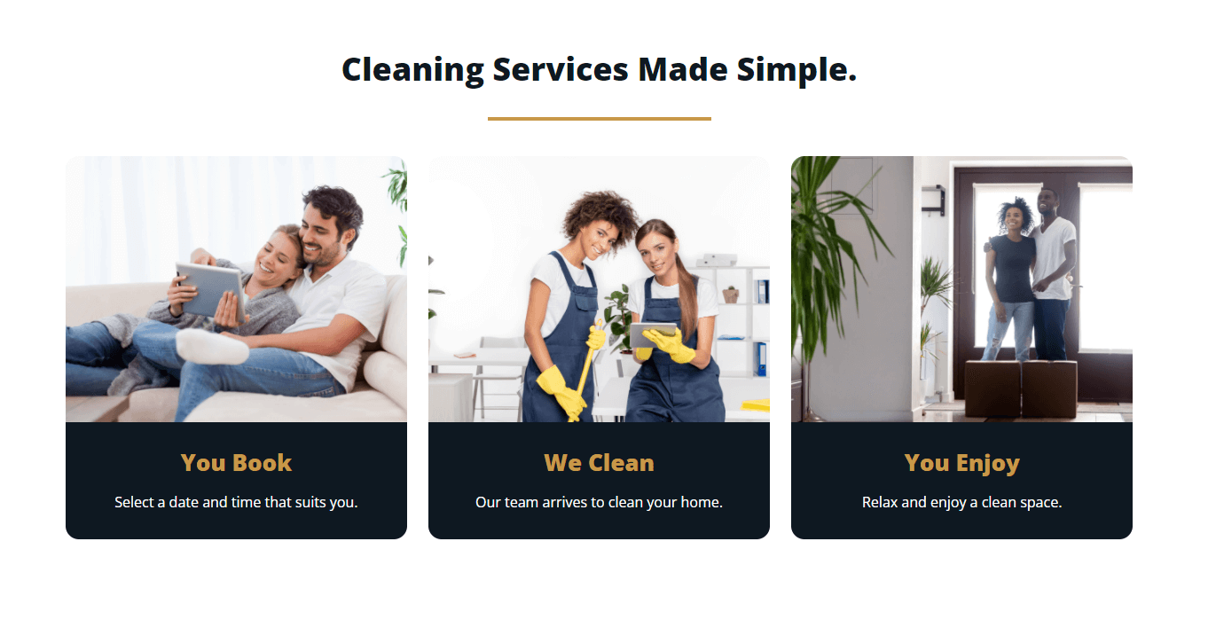 Screenshot of The Cleaning Co website home page