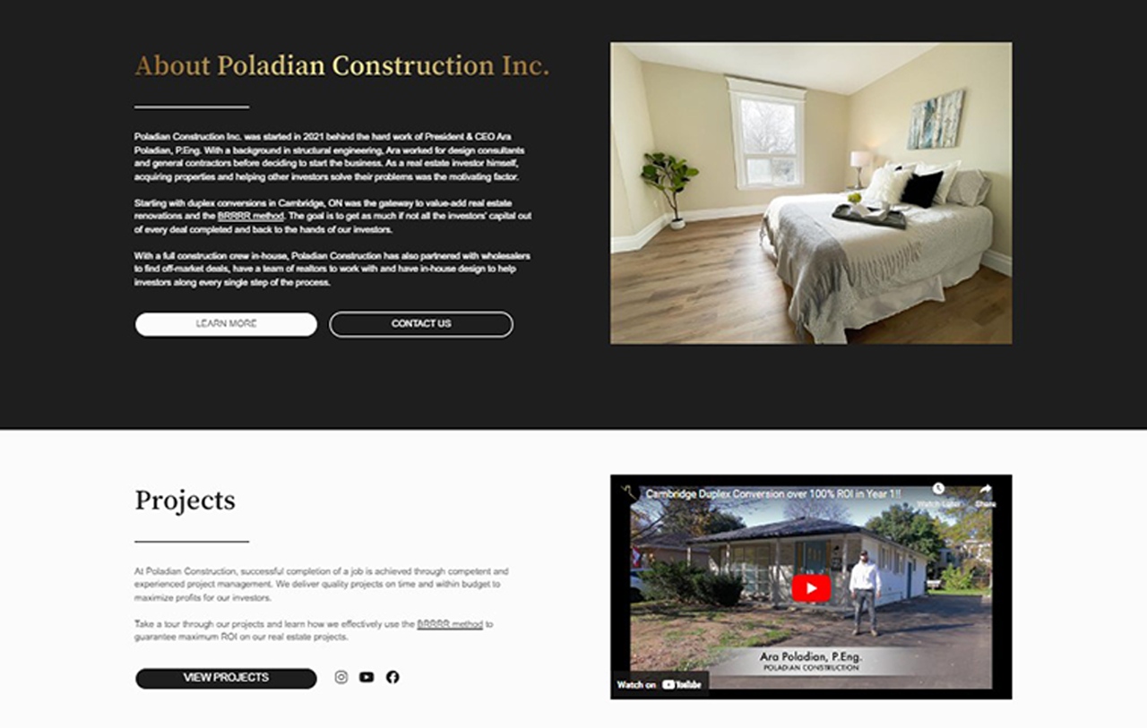 Screenshot of Poladian Construction Home Page 3rd section