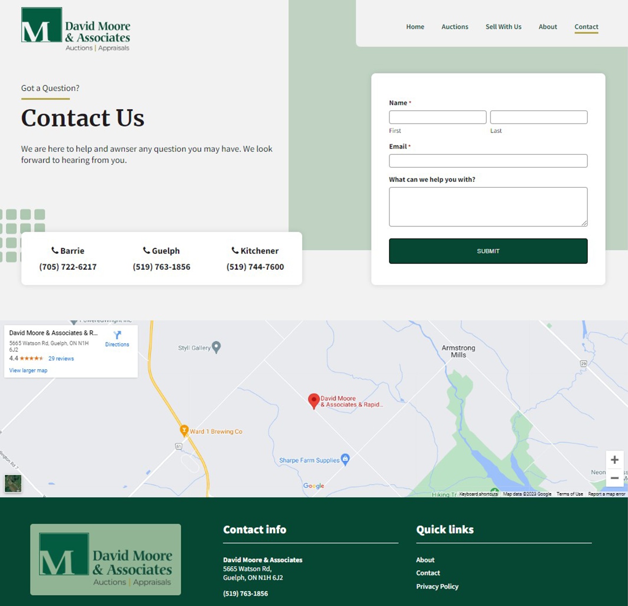 Screenshot of Moore and Associates Contact