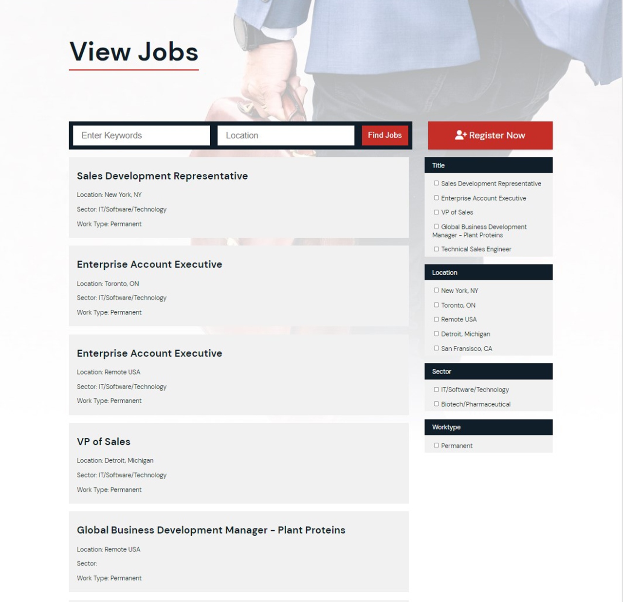 Screenshot of KoreTactics Job Search